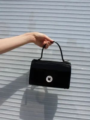 Button Patent Handbag
