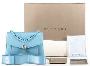 BVLGARI Blue Serpenti Handbag With Wide Strap