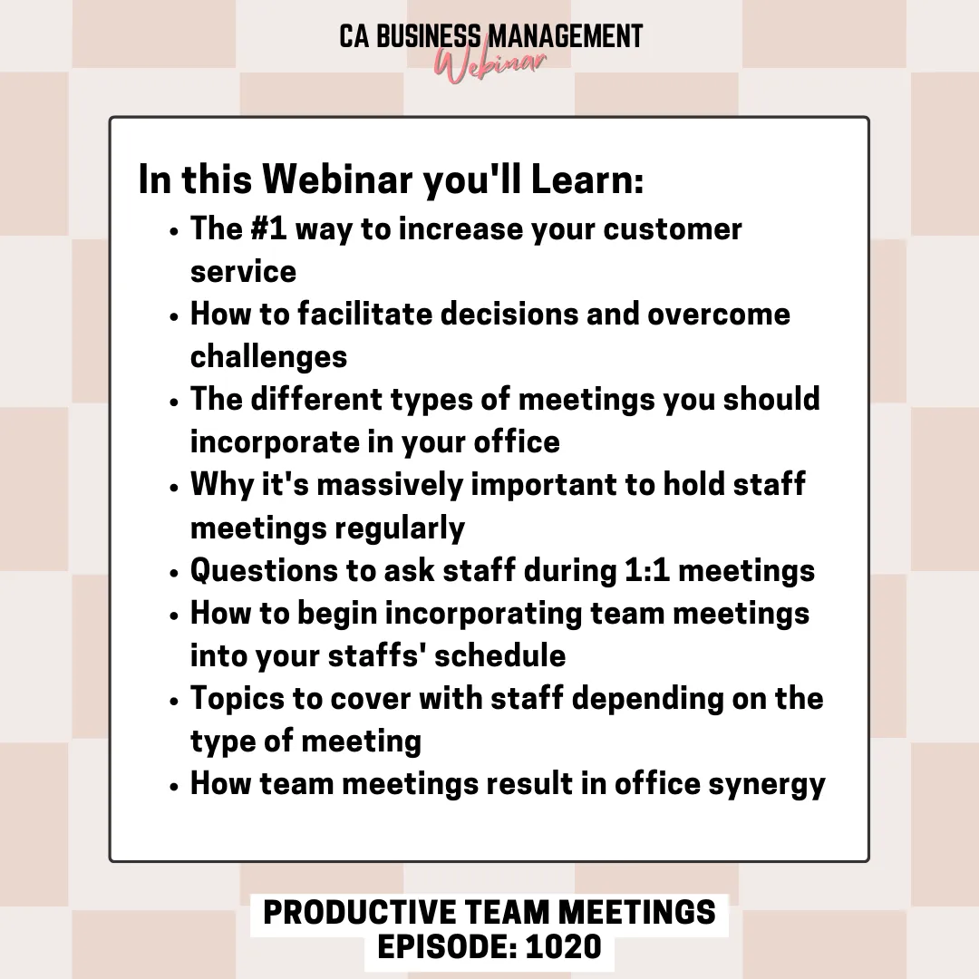 CA WEBINAR: Productive Team Meetings