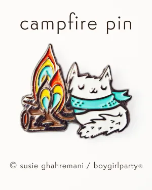 Camping Cat Enamel Pin - Cat Pin - Adventure Enamel Pin by boygirlparty