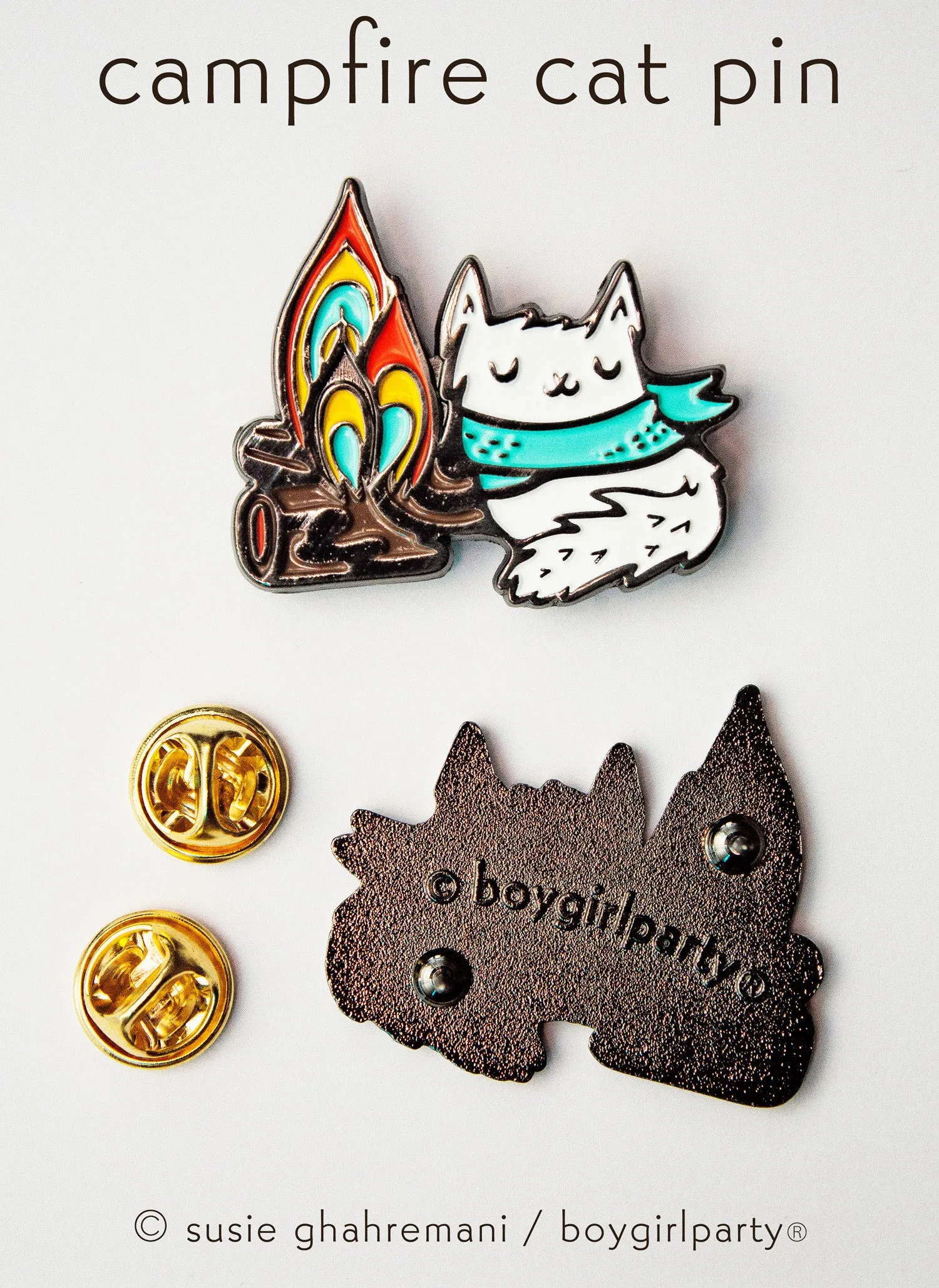 Camping Cat Enamel Pin - Cat Pin - Adventure Enamel Pin by boygirlparty