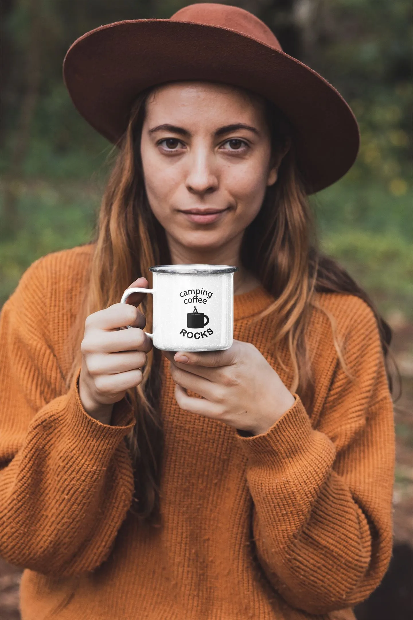 Camping Coffee Rocks Enamel Mug