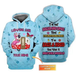 Camping Girl - 3D Zipper Hoodie  - Personalized Name 611 - Nss