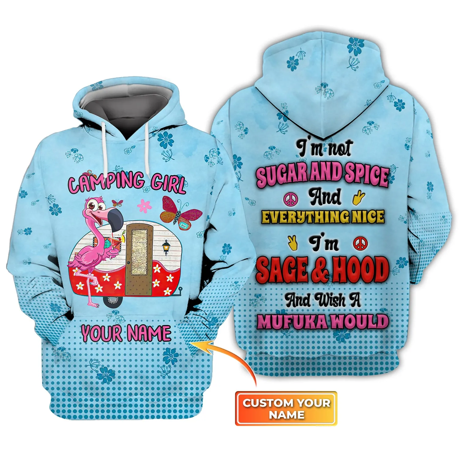 Camping Girl - 3D Zipper Hoodie  - Personalized Name 611 - Nss