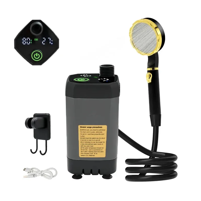 Camping Shower Pump RV Outdoor Shower Kit Camp w/Full Screen Digital Display