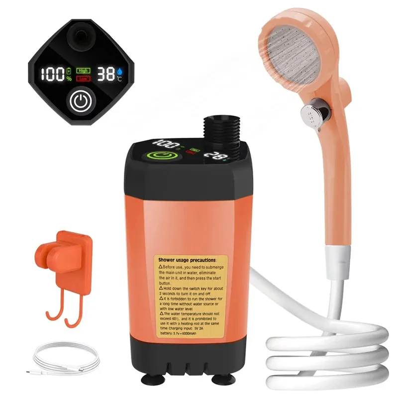 Camping Shower Pump RV Outdoor Shower Kit Camp w/Full Screen Digital Display