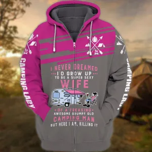 Camping Wife - 3D Zipper Hoodie - TD96