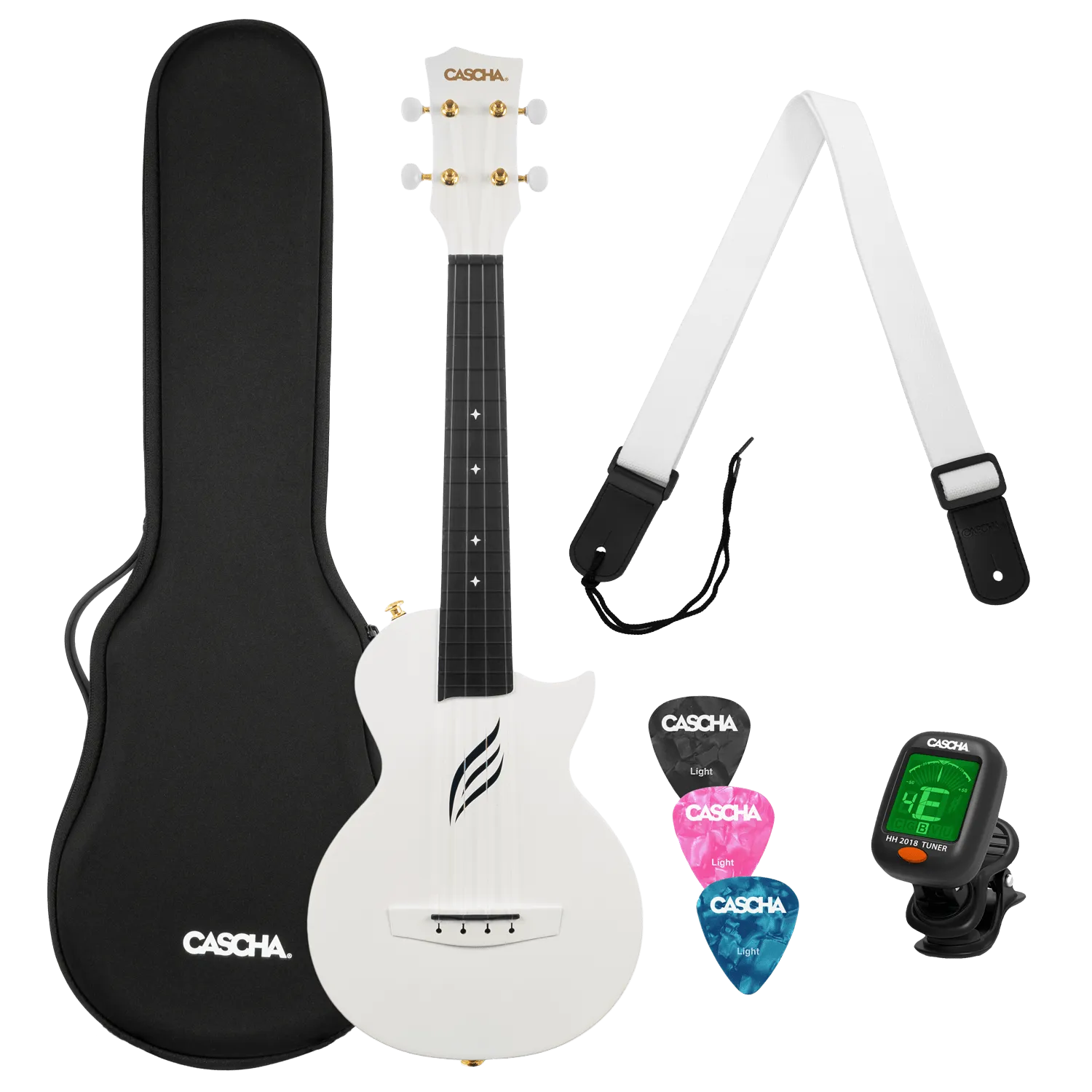 Cascha Carbon Fibre Ukulele Set white