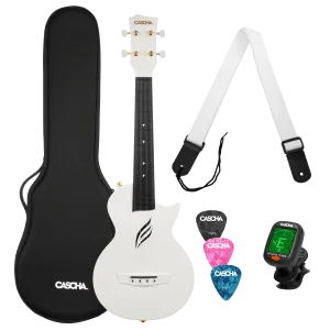 Cascha Carbon Fibre Ukulele Set white