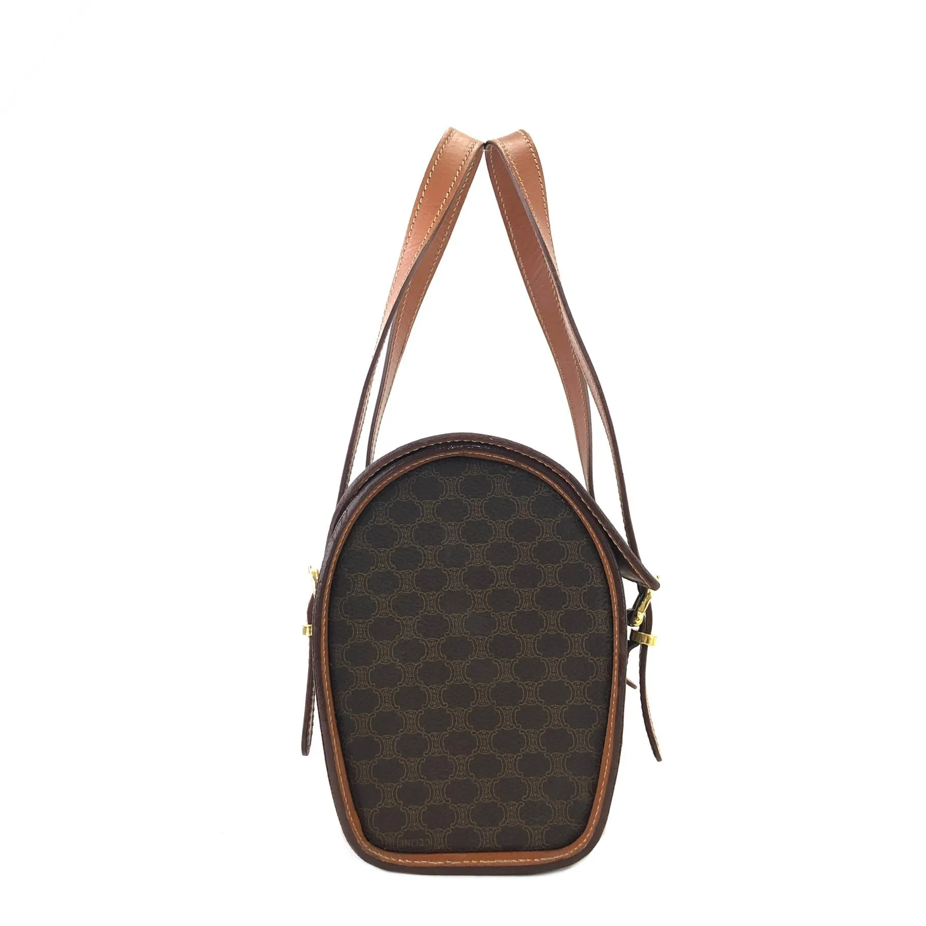 CELINE Macadam Blason Triomphe Box Handbag Brown Vintage Old CELINE axjbki