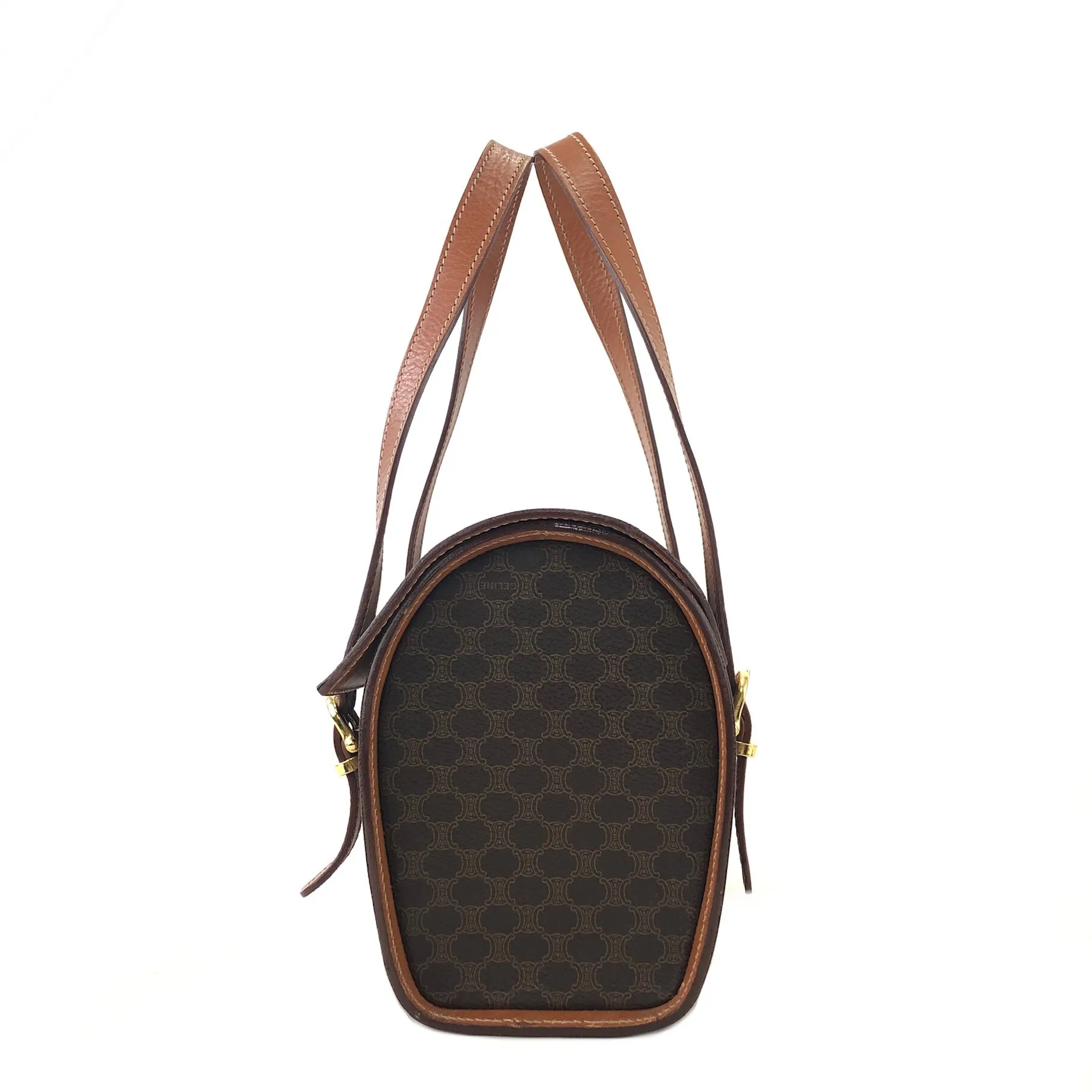 CELINE Macadam Blason Triomphe Box Handbag Brown Vintage Old CELINE axjbki