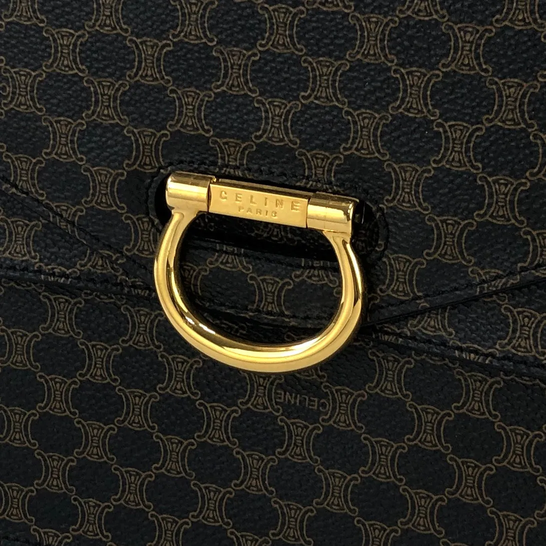 CELINE Macadam Gancini Double flap Tophandle Handbag Black Vintage Old CELINE wk3uhd