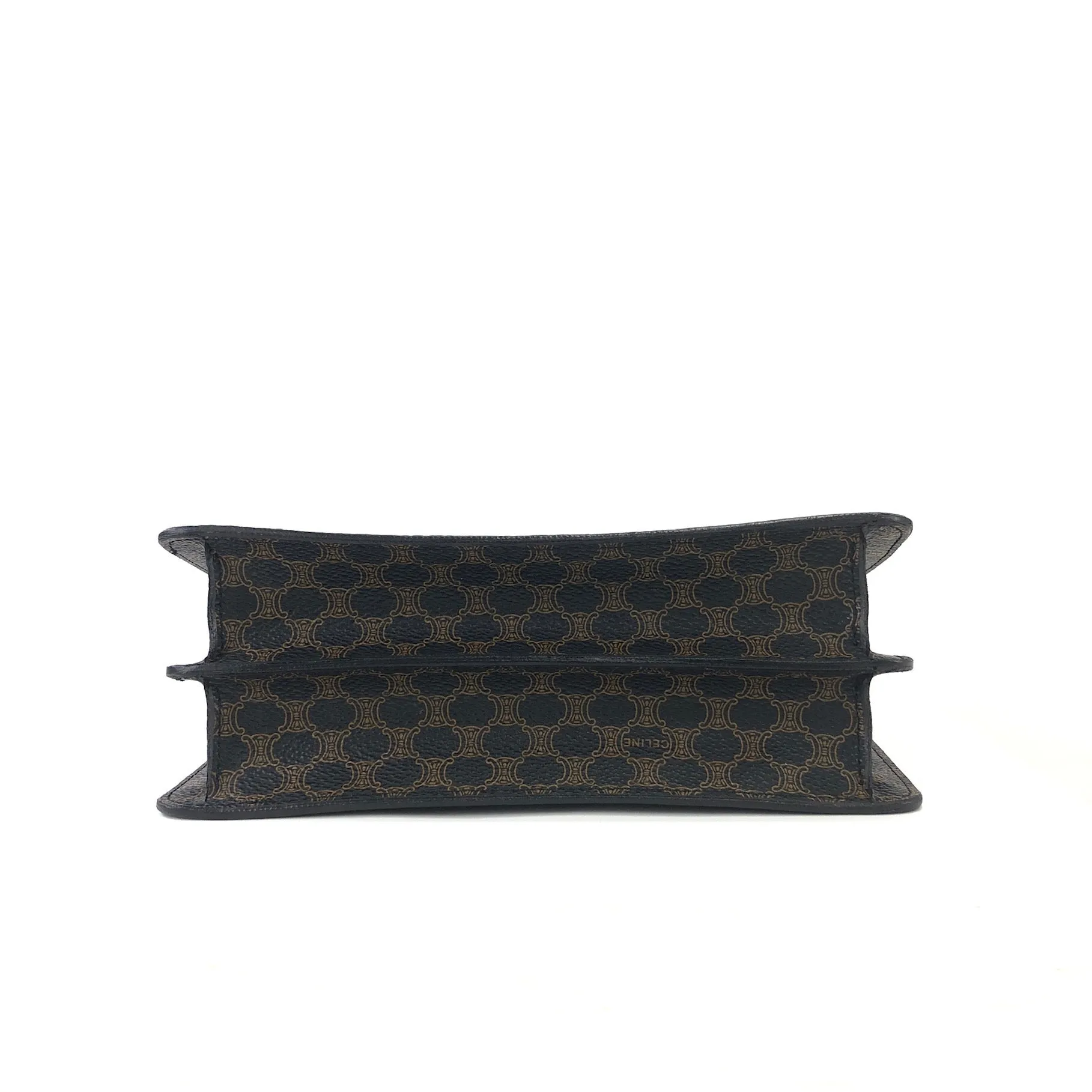 CELINE Macadam Gancini Double flap Tophandle Handbag Black Vintage Old CELINE wk3uhd