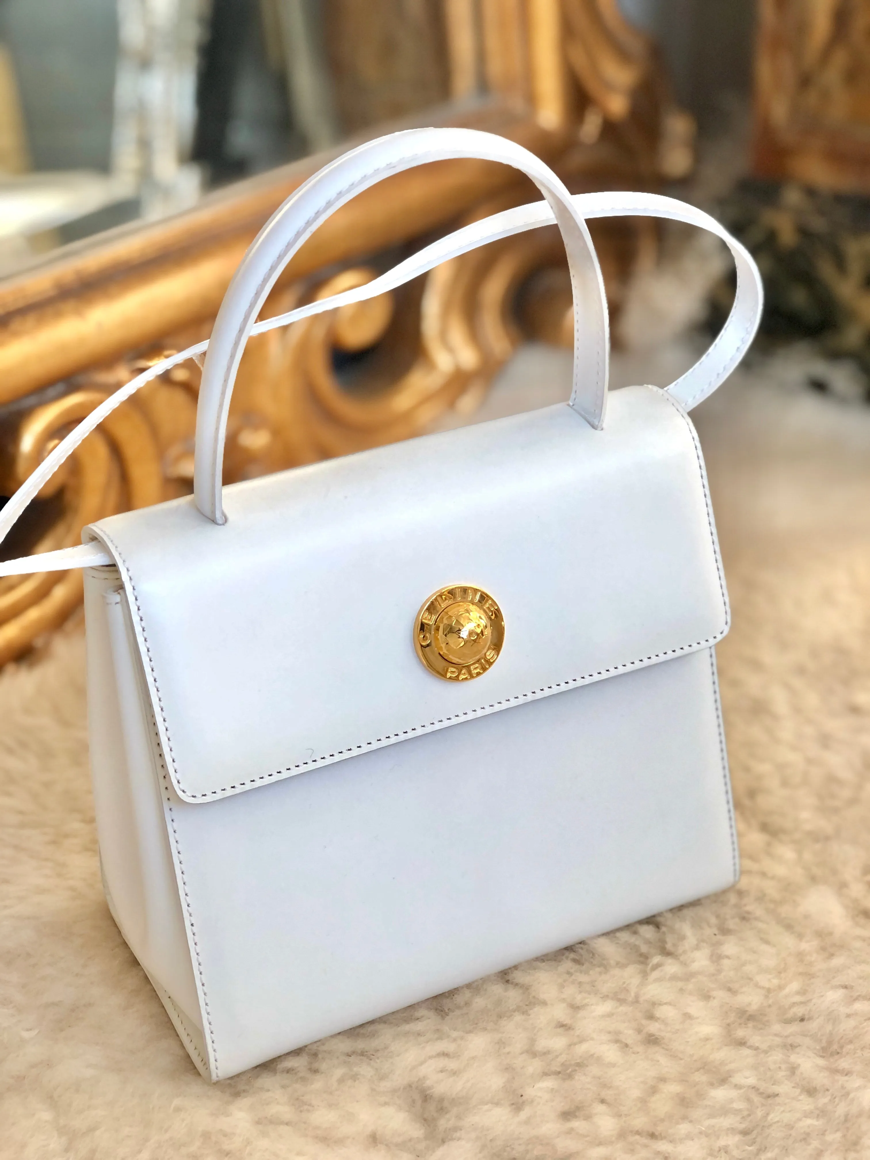 CELINE Starball Handbag Shoulderbag White Old Celine Vintage h3thd8
