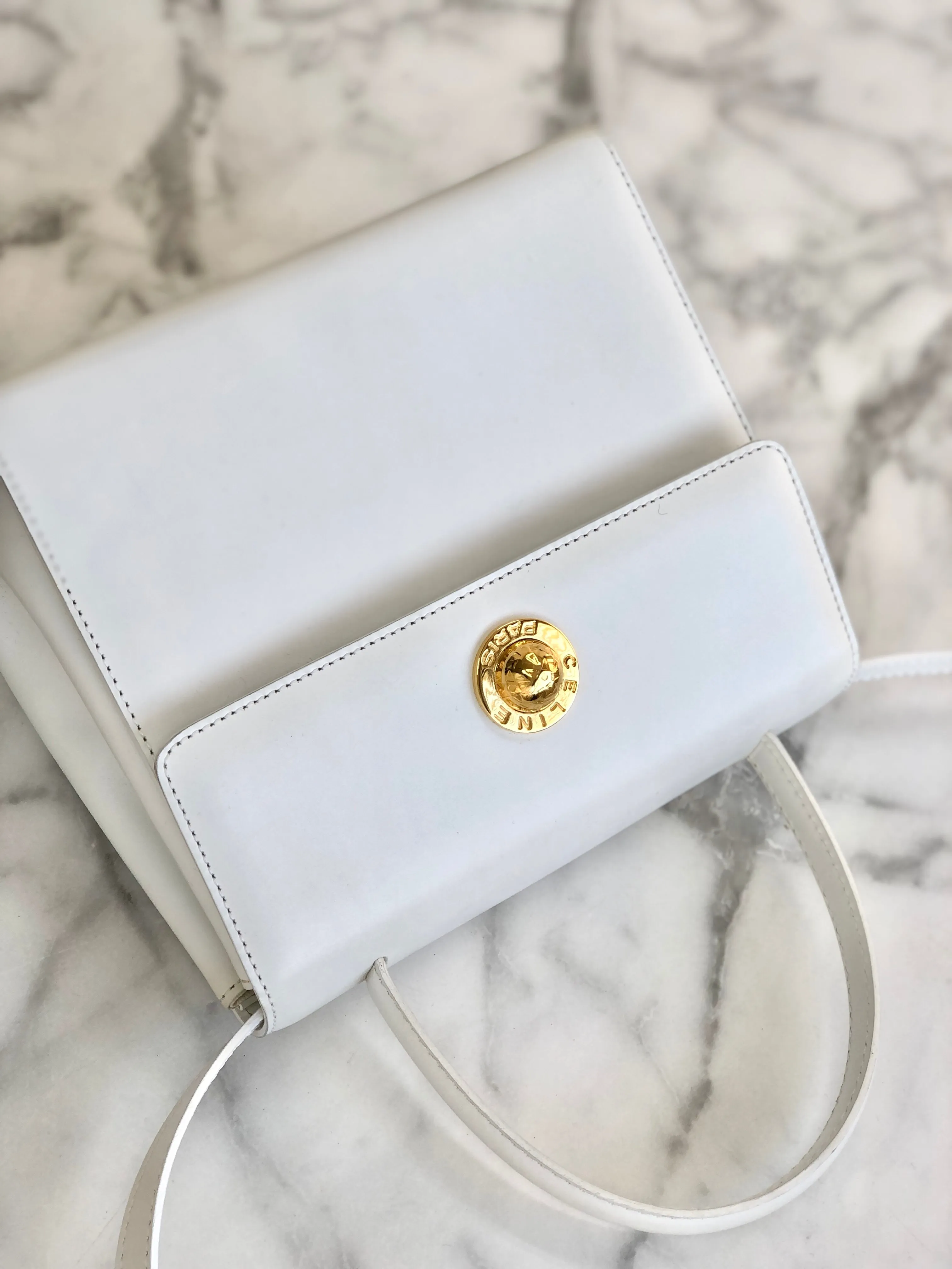 CELINE Starball Handbag Shoulderbag White Old Celine Vintage h3thd8