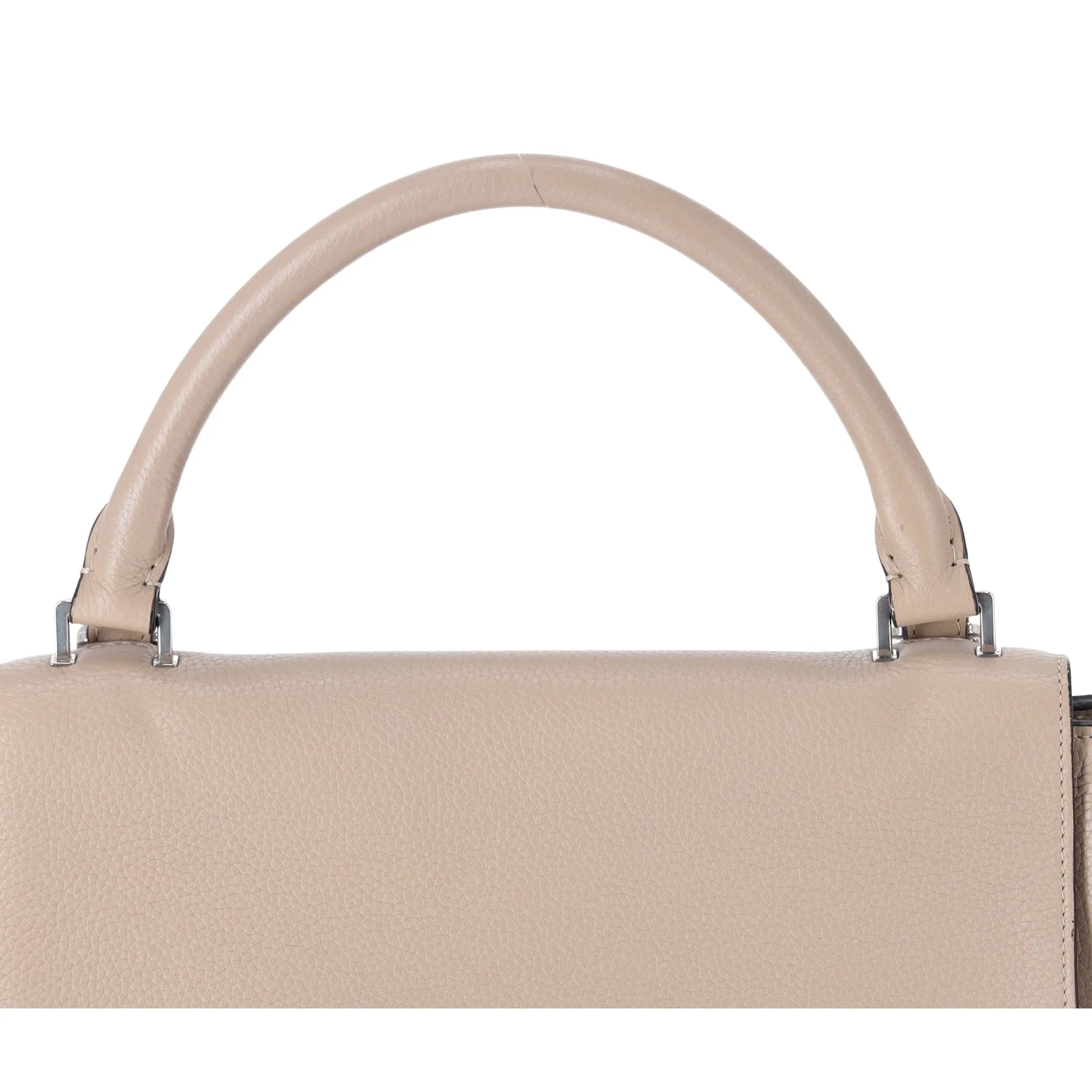 Celine Trapeze Convertible Satchel Crossbody Suede Leather Beige Silver Italy
