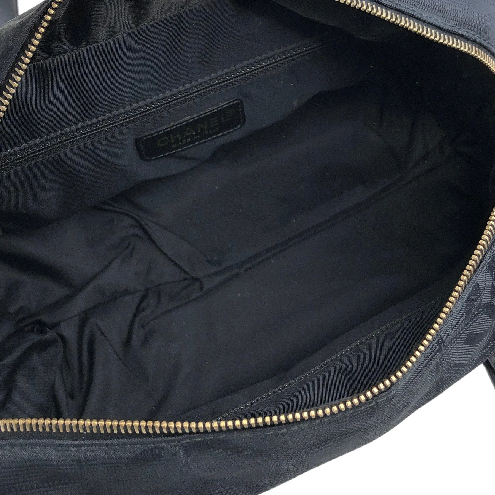 CHANEL New Travel Line Nylon Small Boston bag Handbag Black Vintage essfen