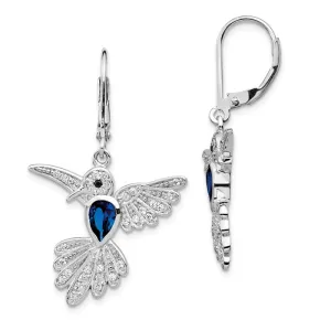 Cheryl M Sterling Silver Blue Hummingbird Leverback Earrings