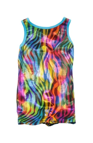Child Rainbow Zebra Gym Biketard