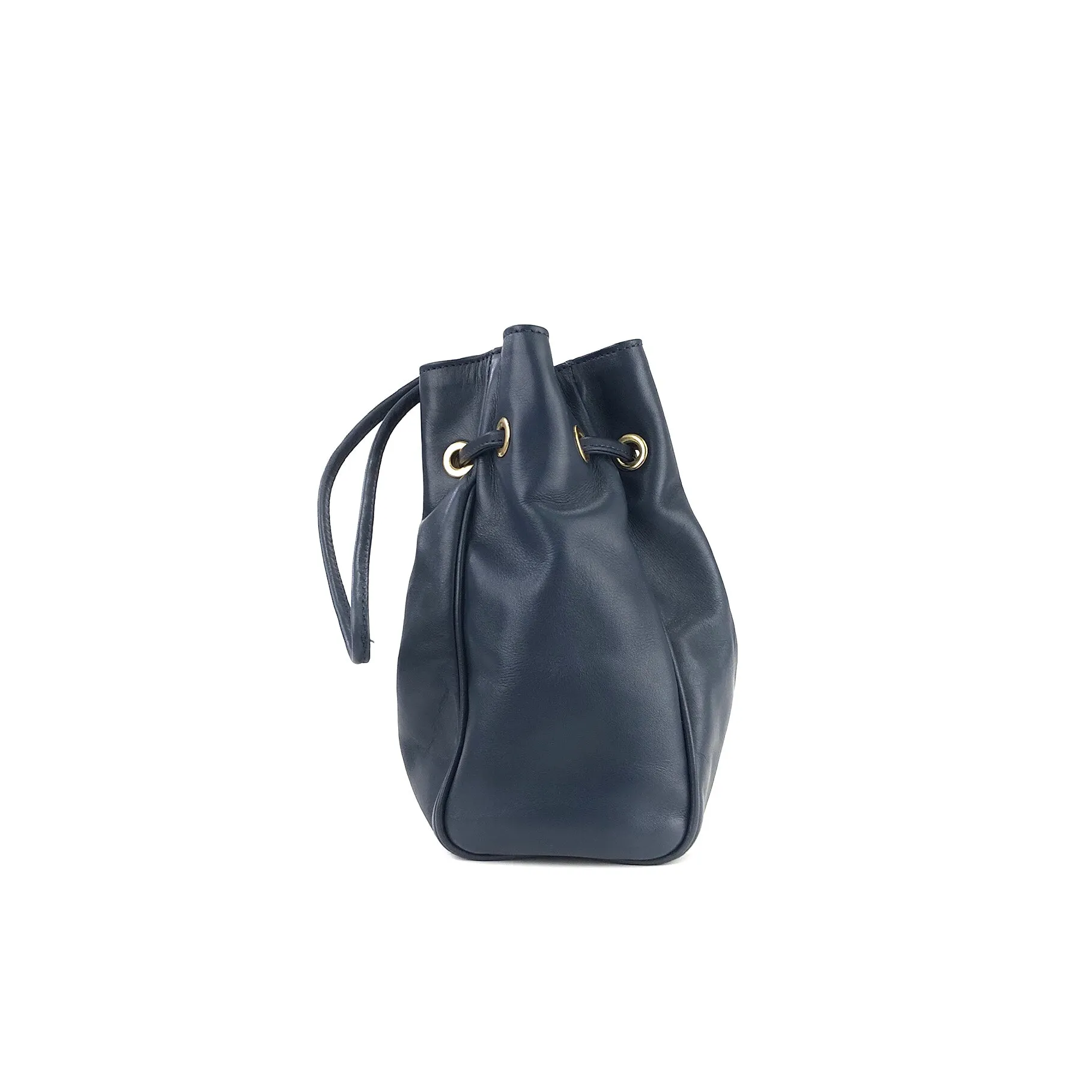 Christian Dior Drawstring Charm Mini Handbag Navy Vintage Old yruy88