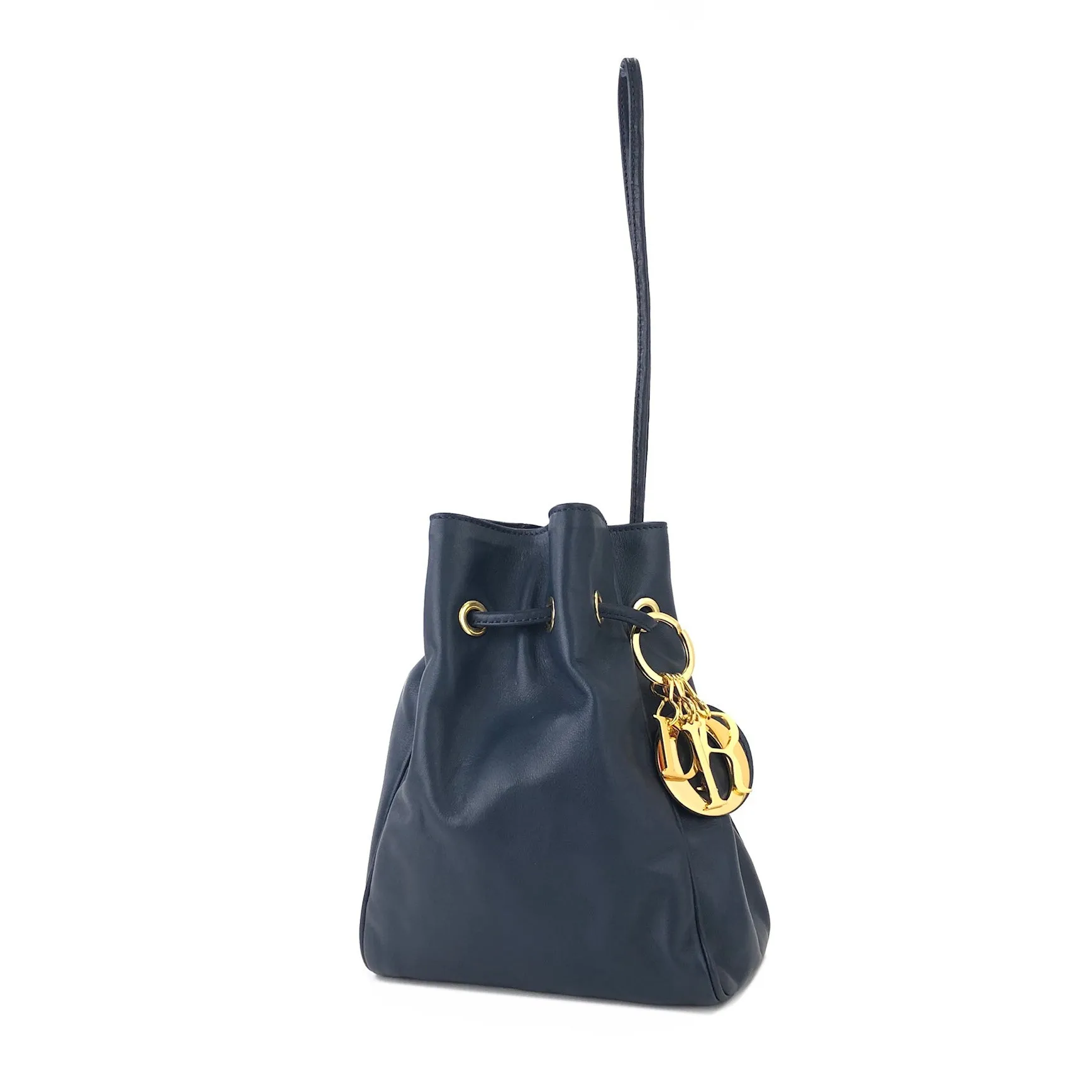 Christian Dior Drawstring Charm Mini Handbag Navy Vintage Old yruy88