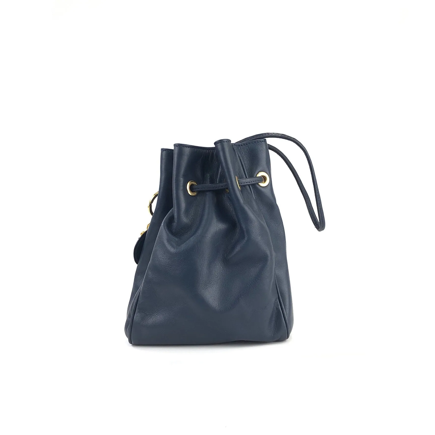 Christian Dior Drawstring Charm Mini Handbag Navy Vintage Old yruy88