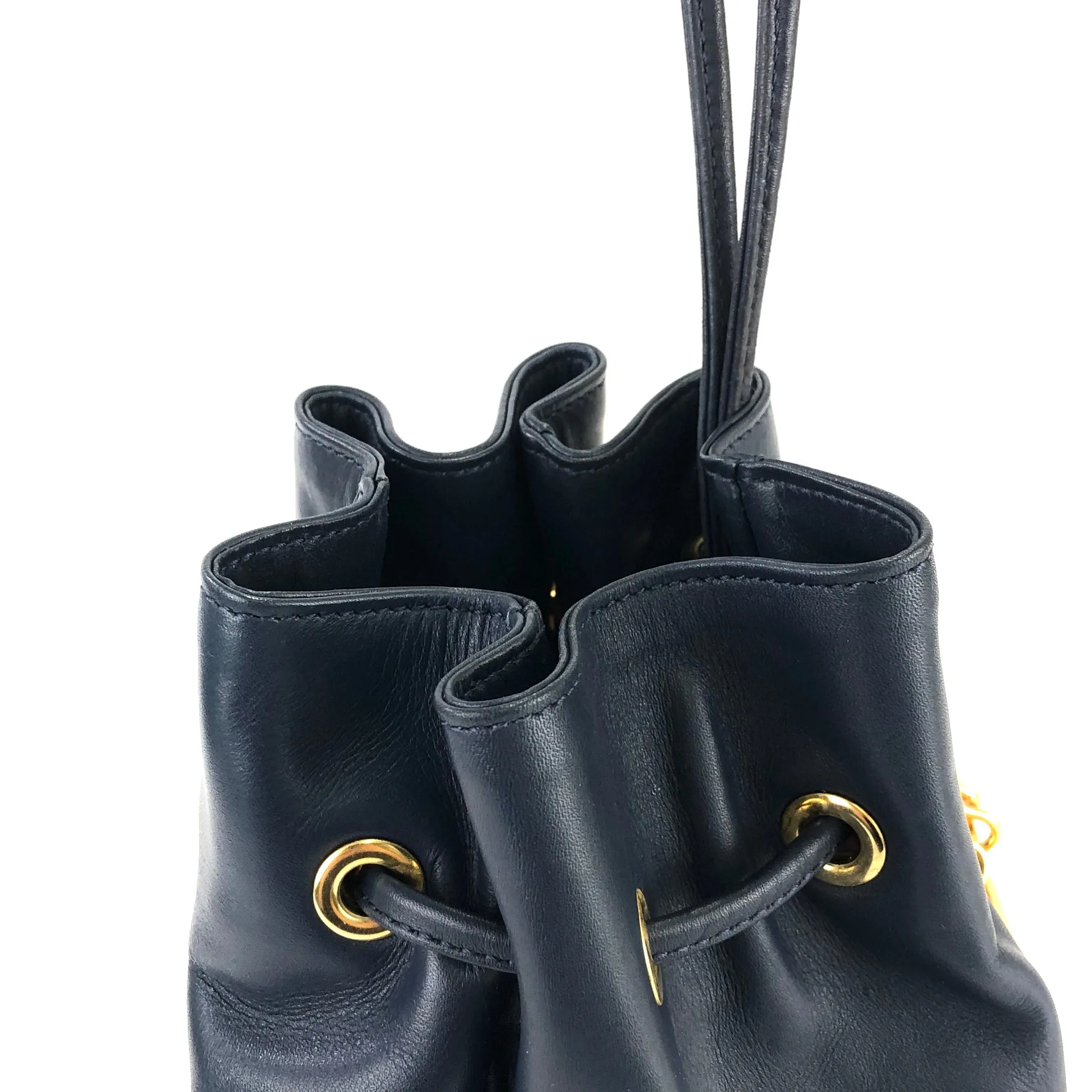 Christian Dior Drawstring Charm Mini Handbag Navy Vintage Old yruy88