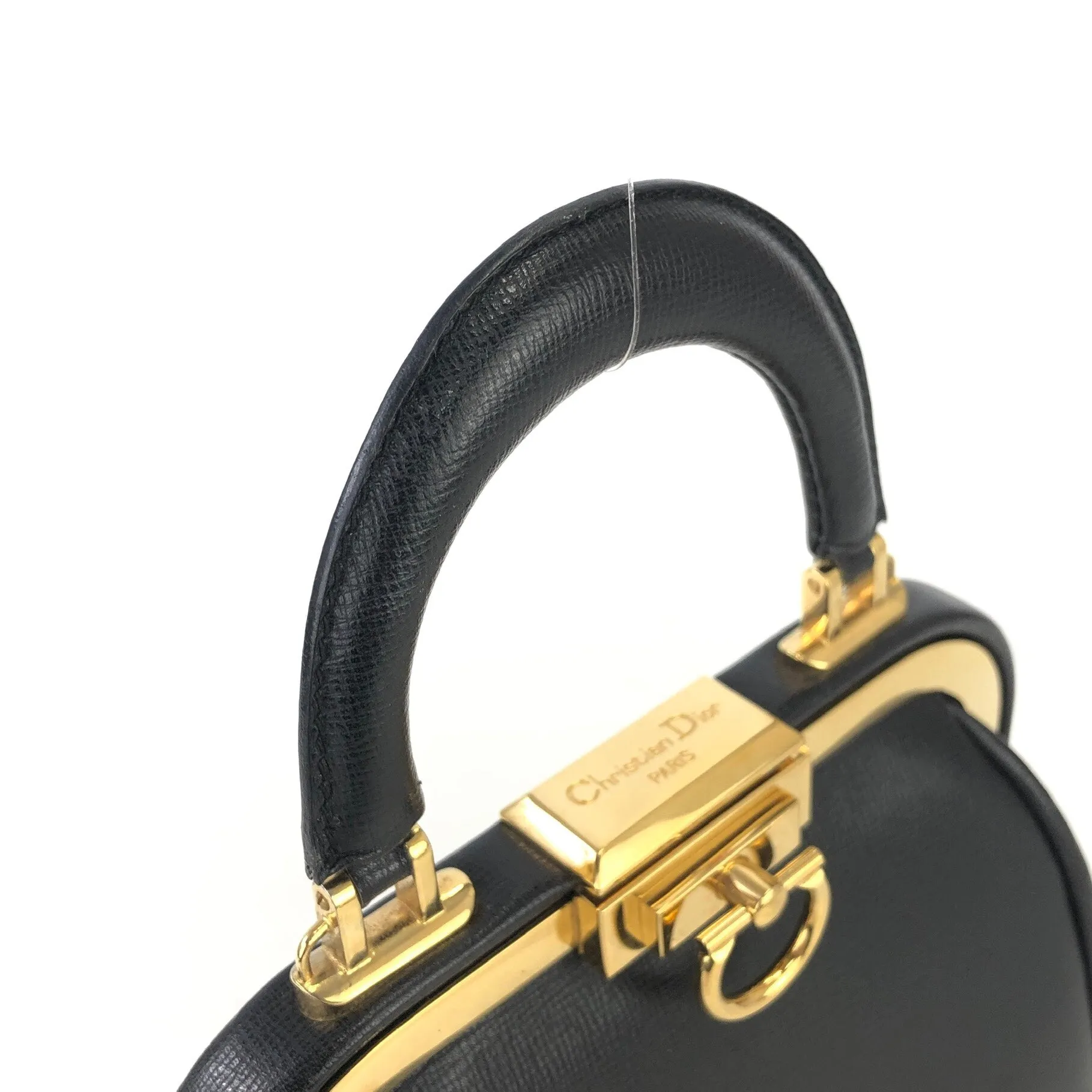 Christian Dior Gancini Clasp Handbag Shoulder bag Black Old Vintage bipezi