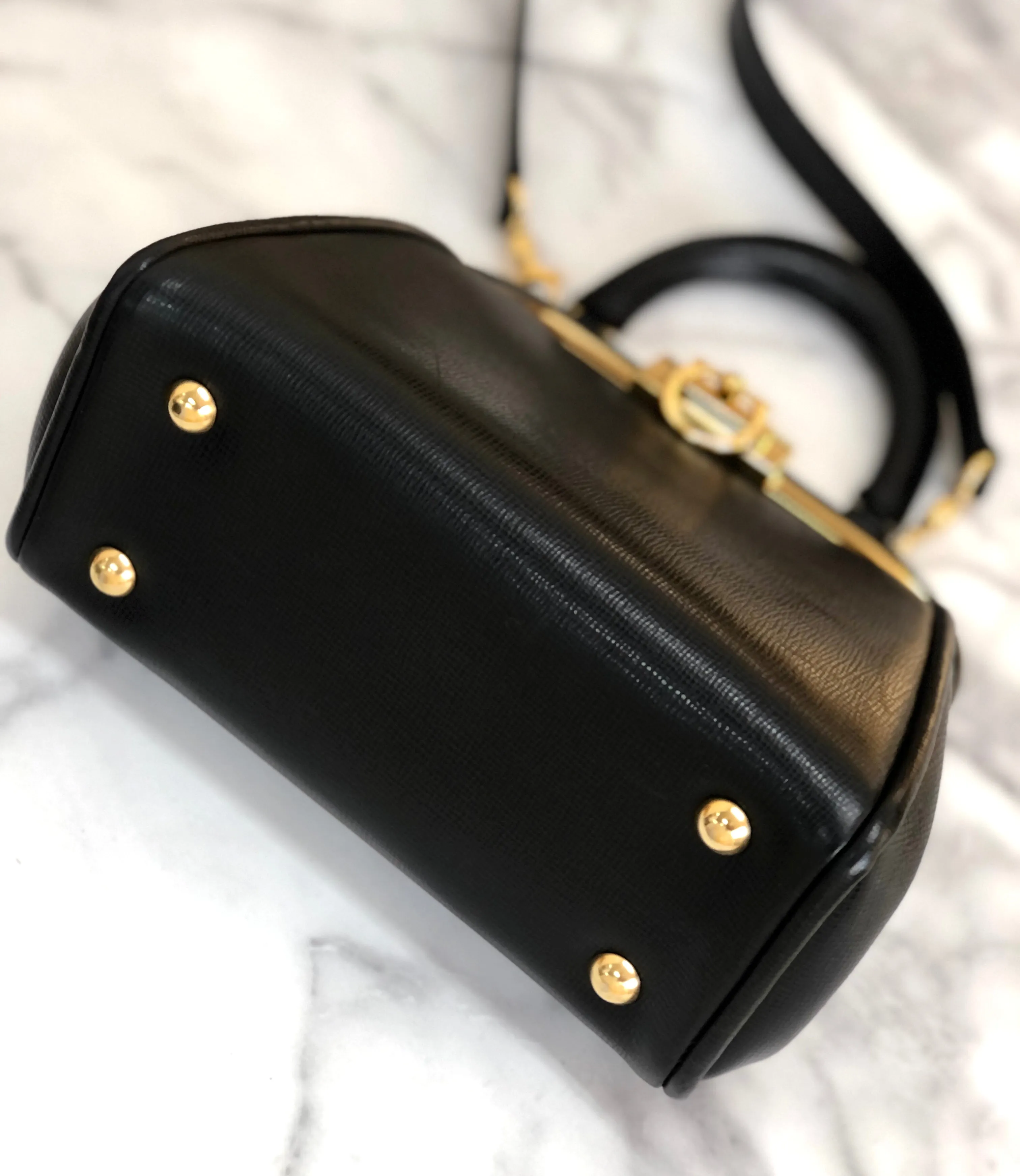 Christian Dior Gancini Clasp Handbag Shoulder bag Black Old Vintage bipezi