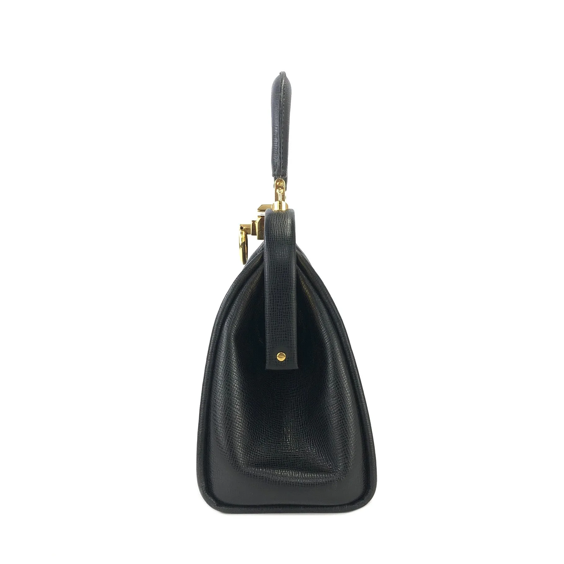 Christian Dior Gancini Clasp Handbag Shoulder bag Black Old Vintage bipezi