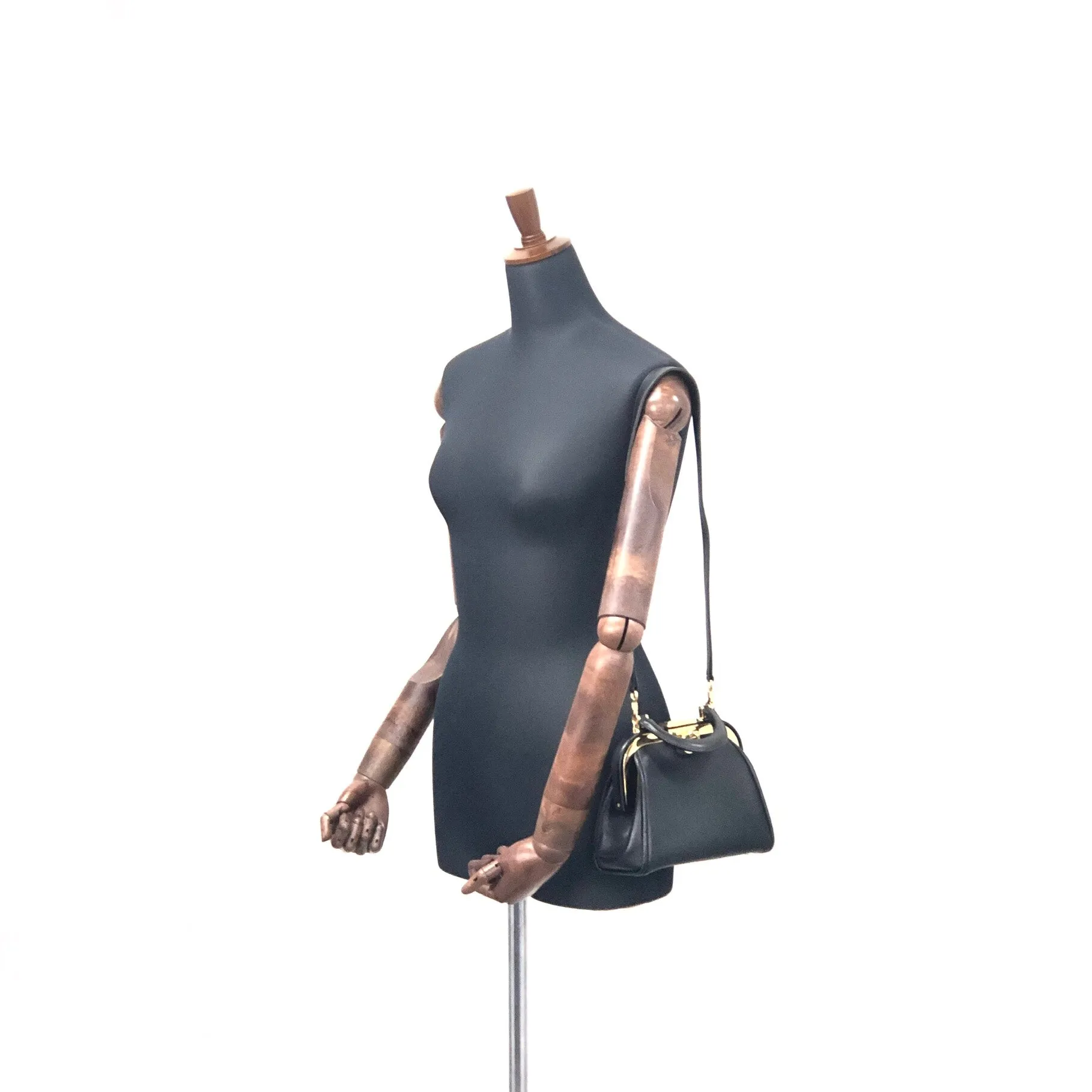Christian Dior Gancini Clasp Handbag Shoulder bag Black Old Vintage bipezi