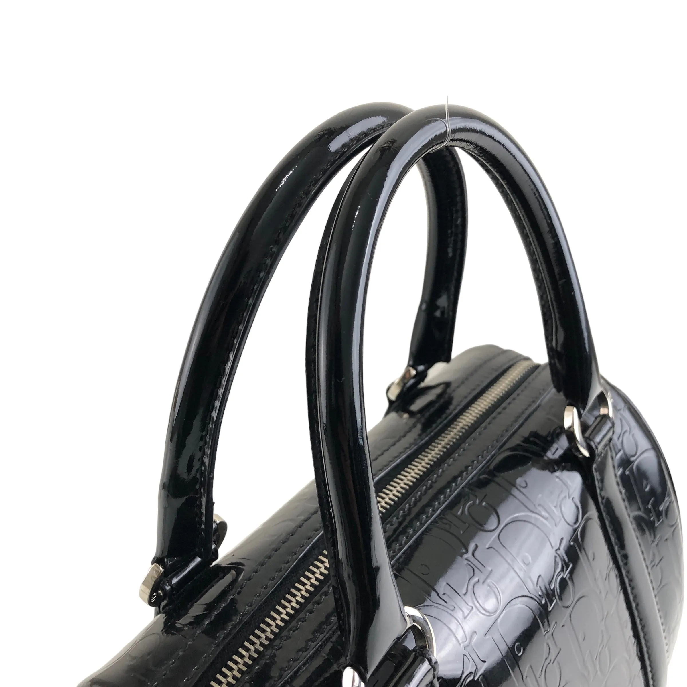 Christian Dior Trotter Patent Leather Handbag Boston bag Black Vintage ckzjdp
