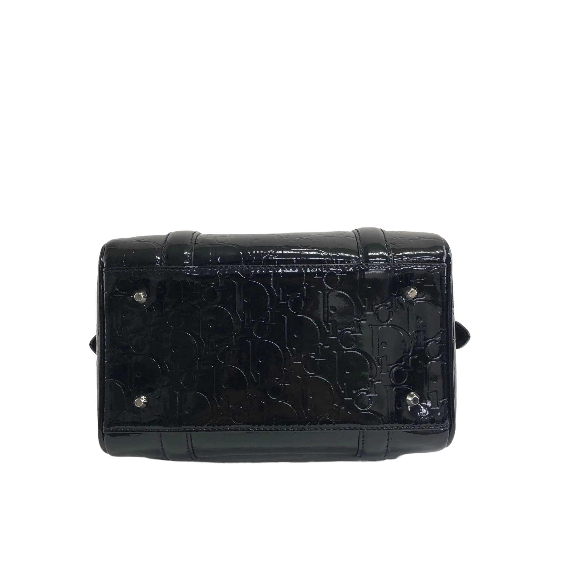 Christian Dior Trotter Patent Leather Handbag Boston bag Black Vintage ckzjdp