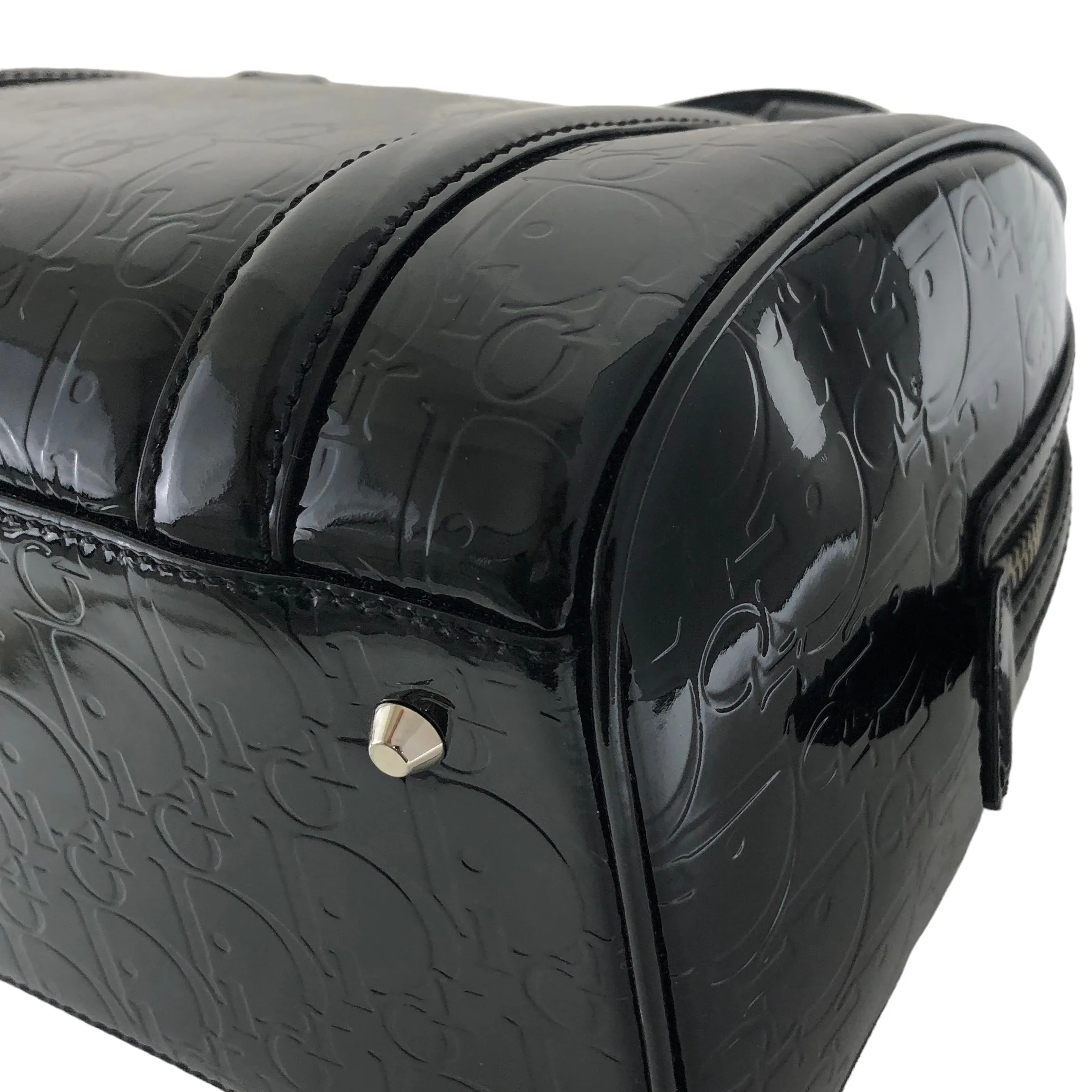 Christian Dior Trotter Patent Leather Handbag Boston bag Black Vintage ckzjdp
