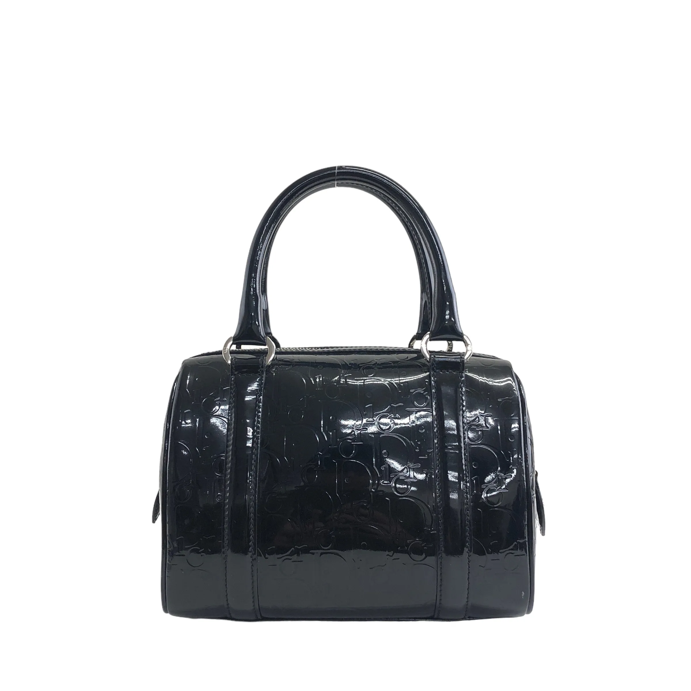 Christian Dior Trotter Patent Leather Handbag Boston bag Black Vintage ckzjdp