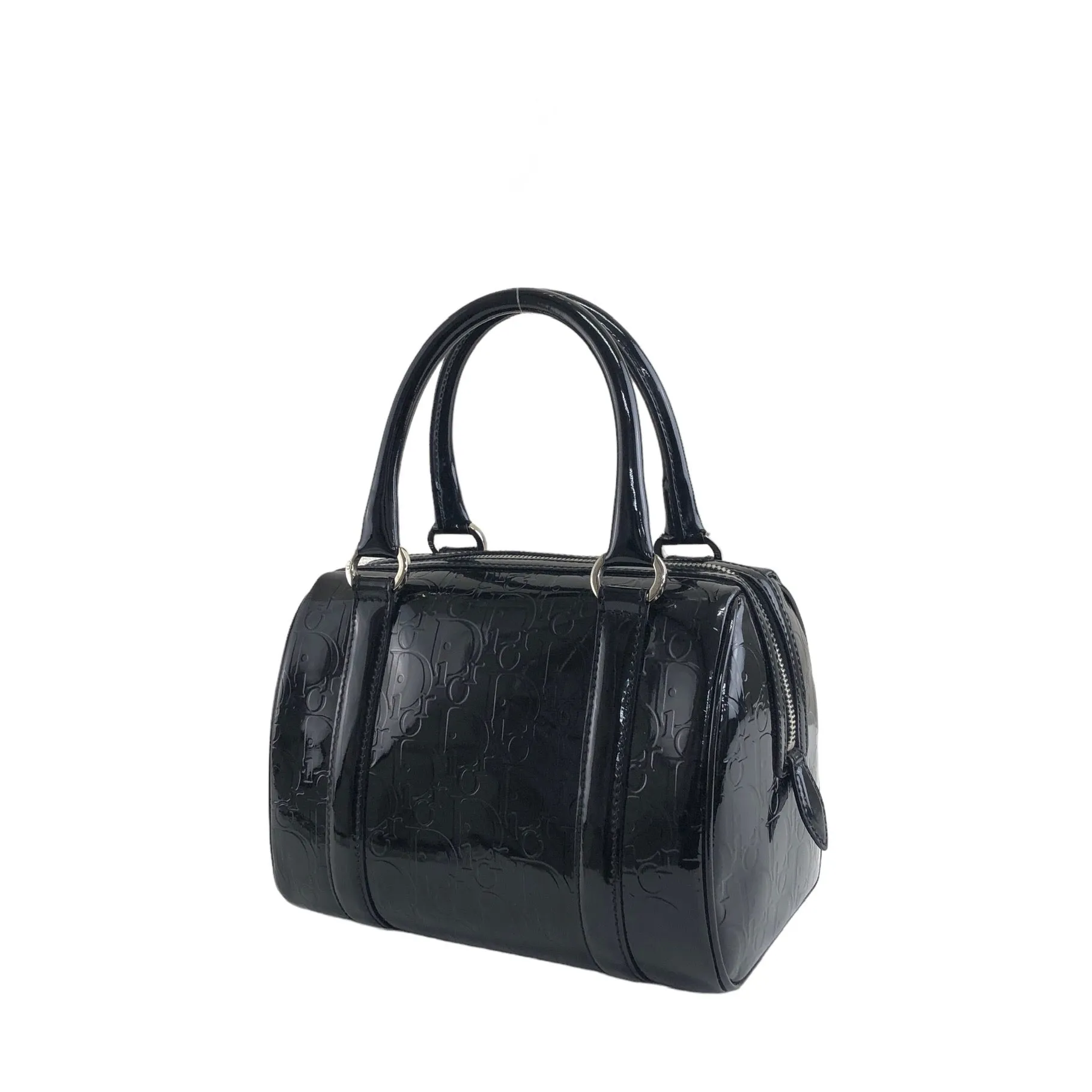 Christian Dior Trotter Patent Leather Handbag Boston bag Black Vintage ckzjdp