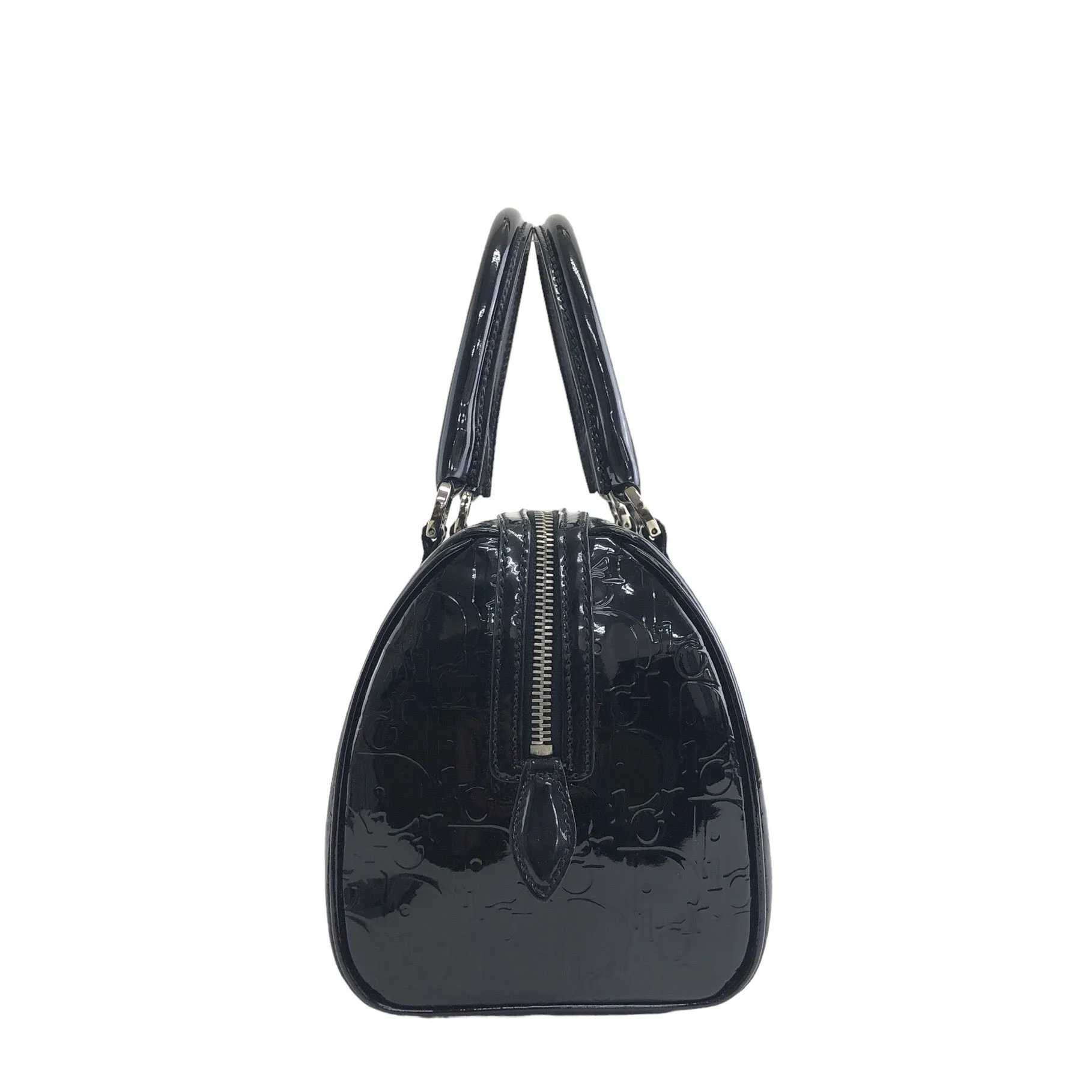 Christian Dior Trotter Patent Leather Handbag Boston bag Black Vintage ckzjdp
