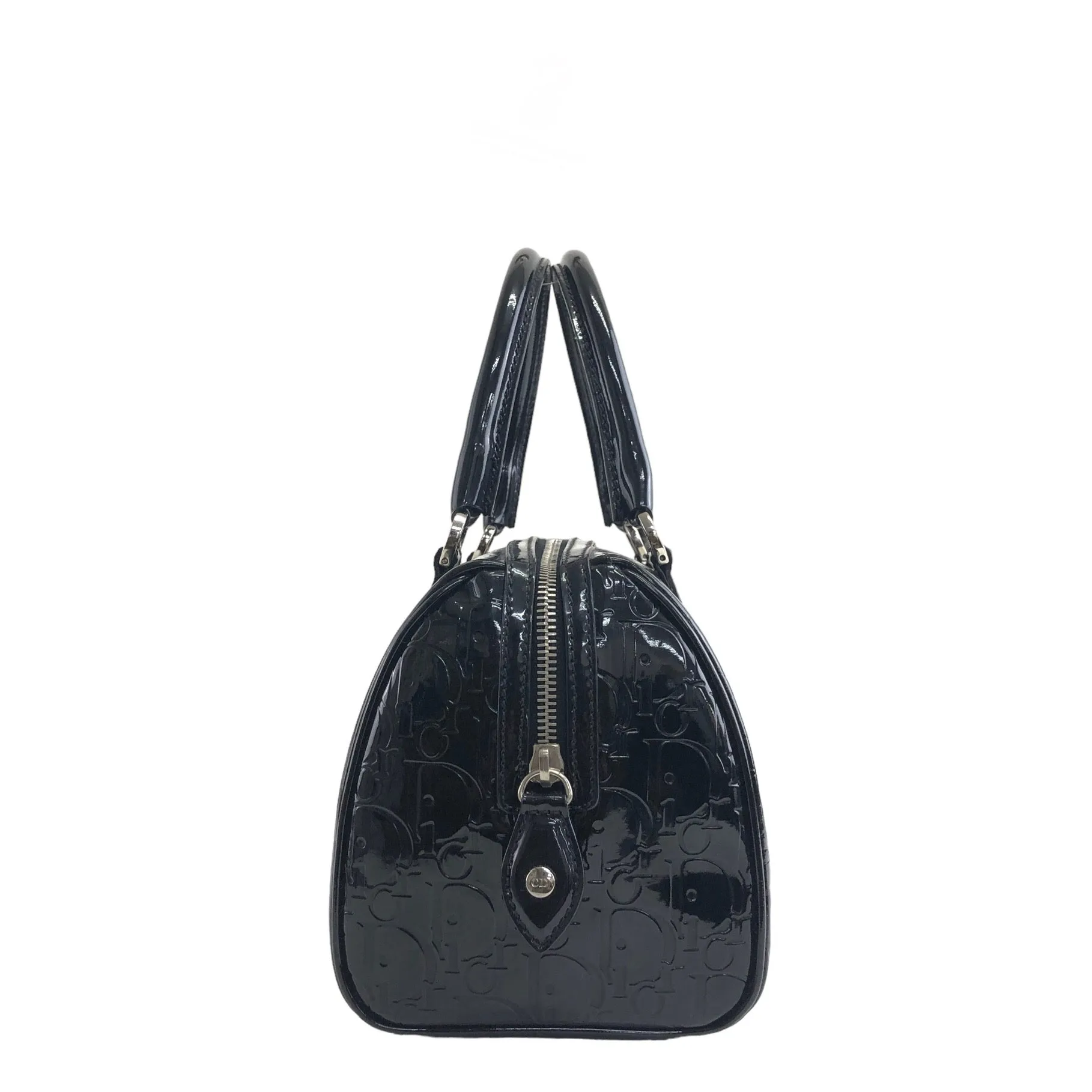 Christian Dior Trotter Patent Leather Handbag Boston bag Black Vintage ckzjdp