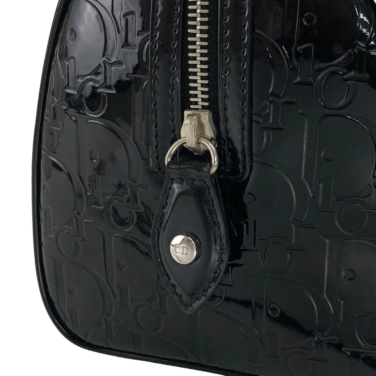 Christian Dior Trotter Patent Leather Handbag Boston bag Black Vintage ckzjdp