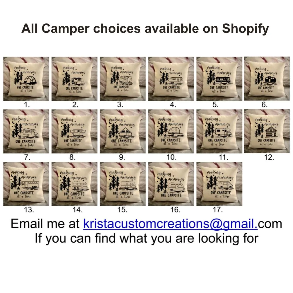 Class B Camper Van Decorative pillow cover - Making Memories Campsite pillow cover - Personalize camper gift - USA Travel Map Pillow Camping decor