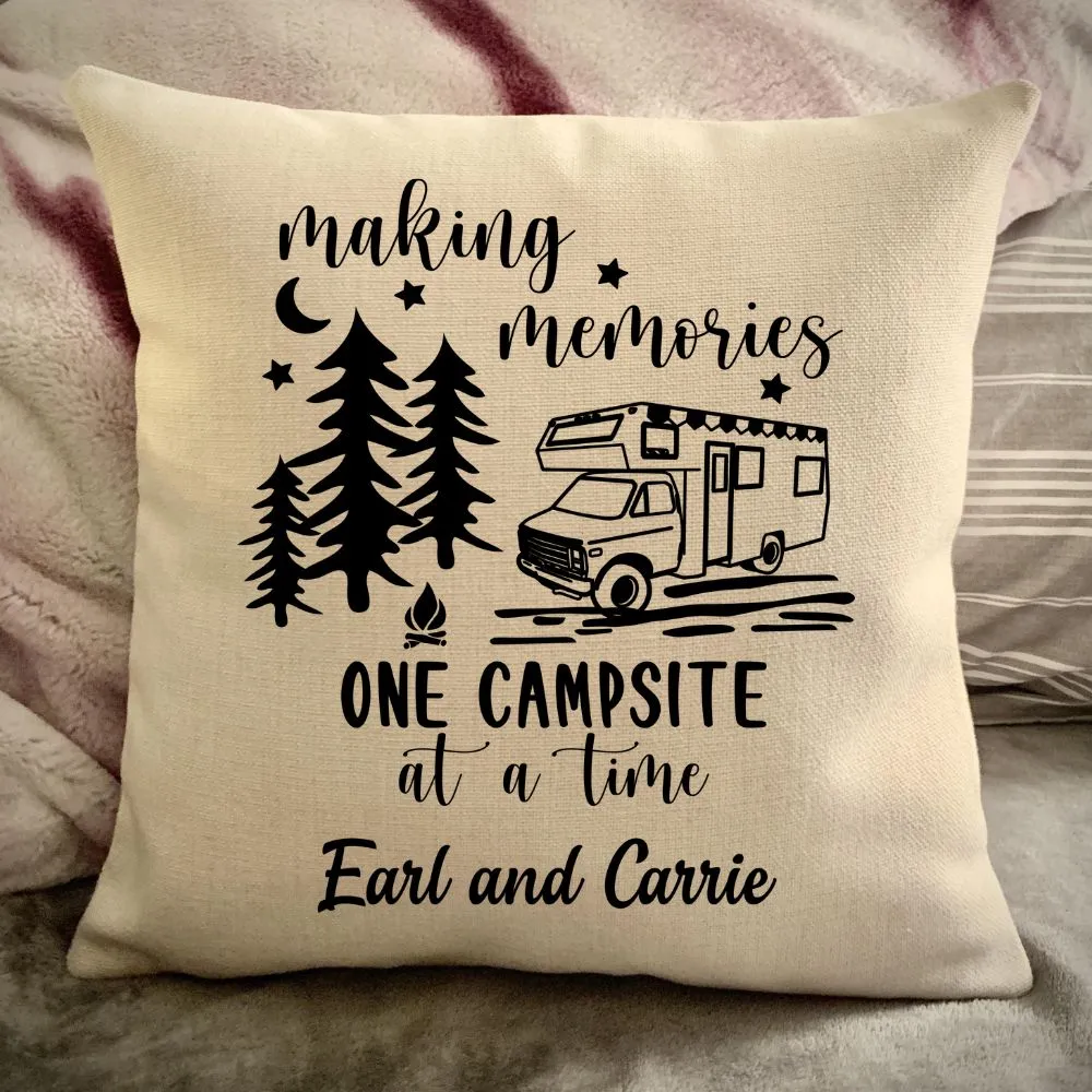 Class C Motorhome Decorative pillow cover - Making Memories Campsite pillow cover - Personalize camper gift - USA Travel Map Pillow Camping decor
