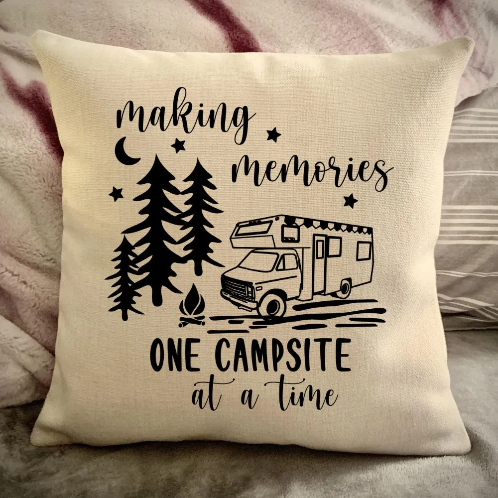 Class C Motorhome Decorative pillow cover - Making Memories Campsite pillow cover - Personalize camper gift - USA Travel Map Pillow Camping decor