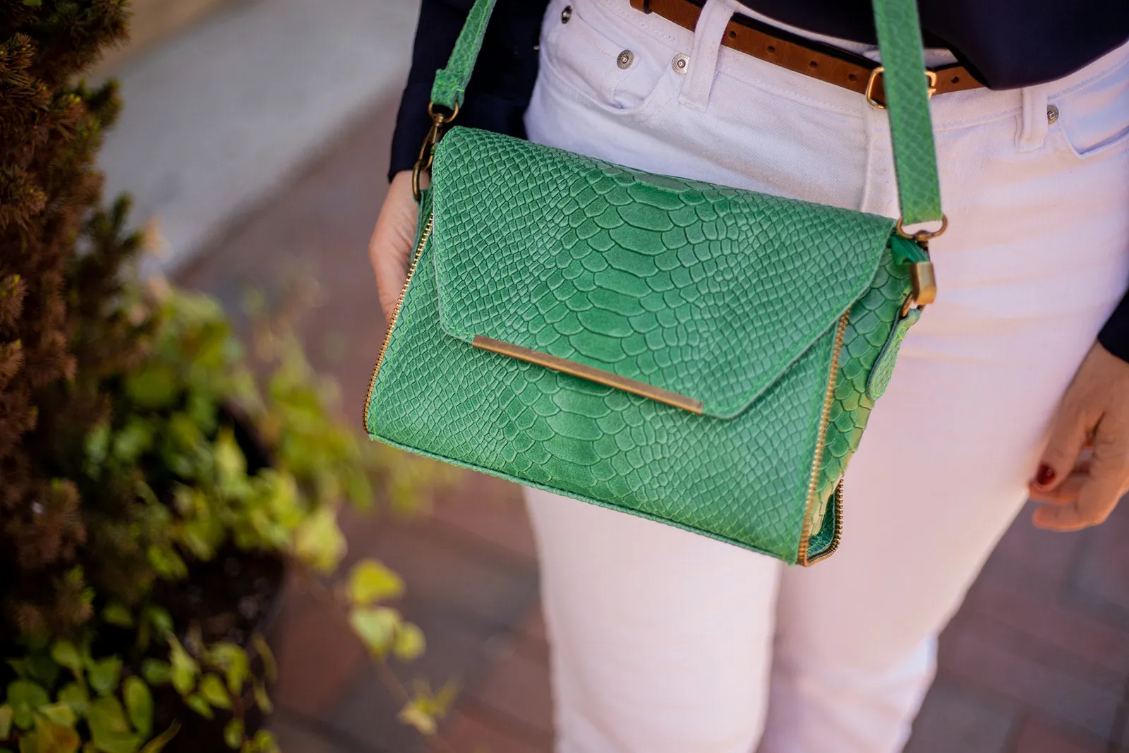 Classy & Chic, Embossed Exotic Print Handbag