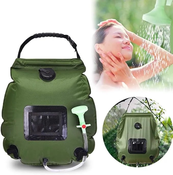 CLICIC Solar Shower Bag 5 gallons/20L Solar Heating Shower Bag with Removable Hose and On-Off Switchable Shower Head for Outdoor Camping Beach Swimming Traveling Hiking