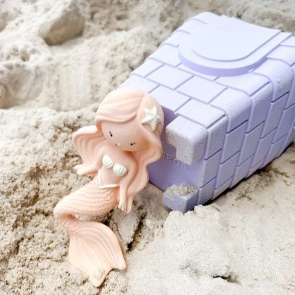 Clovelly Lilac Silicone Sand Castle Bucket with Mint Handle
