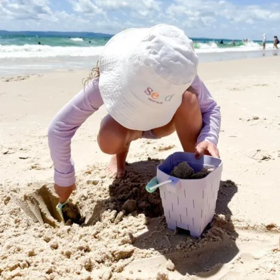 Clovelly Lilac Silicone Sand Castle Bucket with Mint Handle