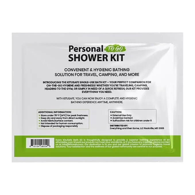 Compact Personal Shower Kit To-Go (Green) – Your Hygiene Companion for Travel, Gym, Camping | Shower on the Go | Shampoo, Soap, Towel. All in One (100)