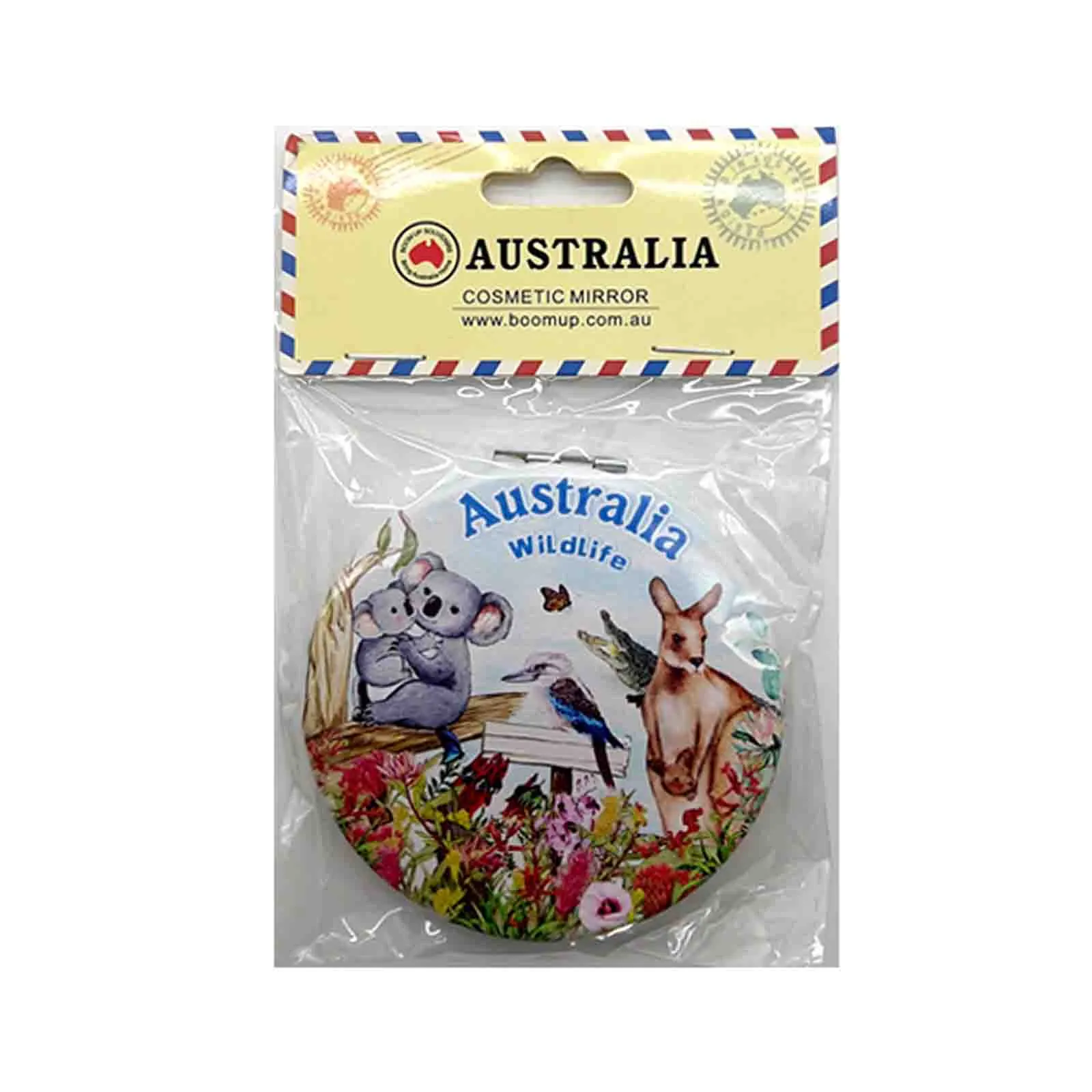 Cosmetic Mirror Round Australia Wildlife Blue