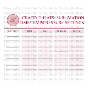 Crafty Cheats: Sublimation Time/Temp/Pressure Settings