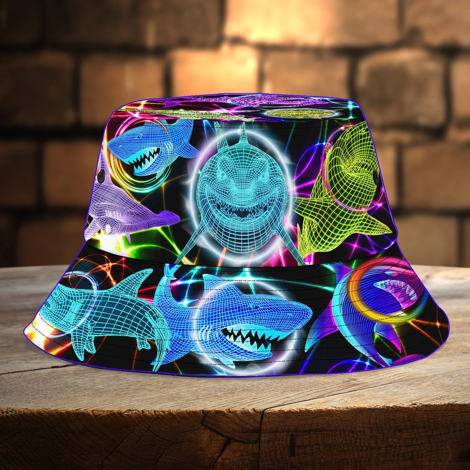 Custom Bucket Hat - Shark Neon - Loop - Nt168 - Ct092